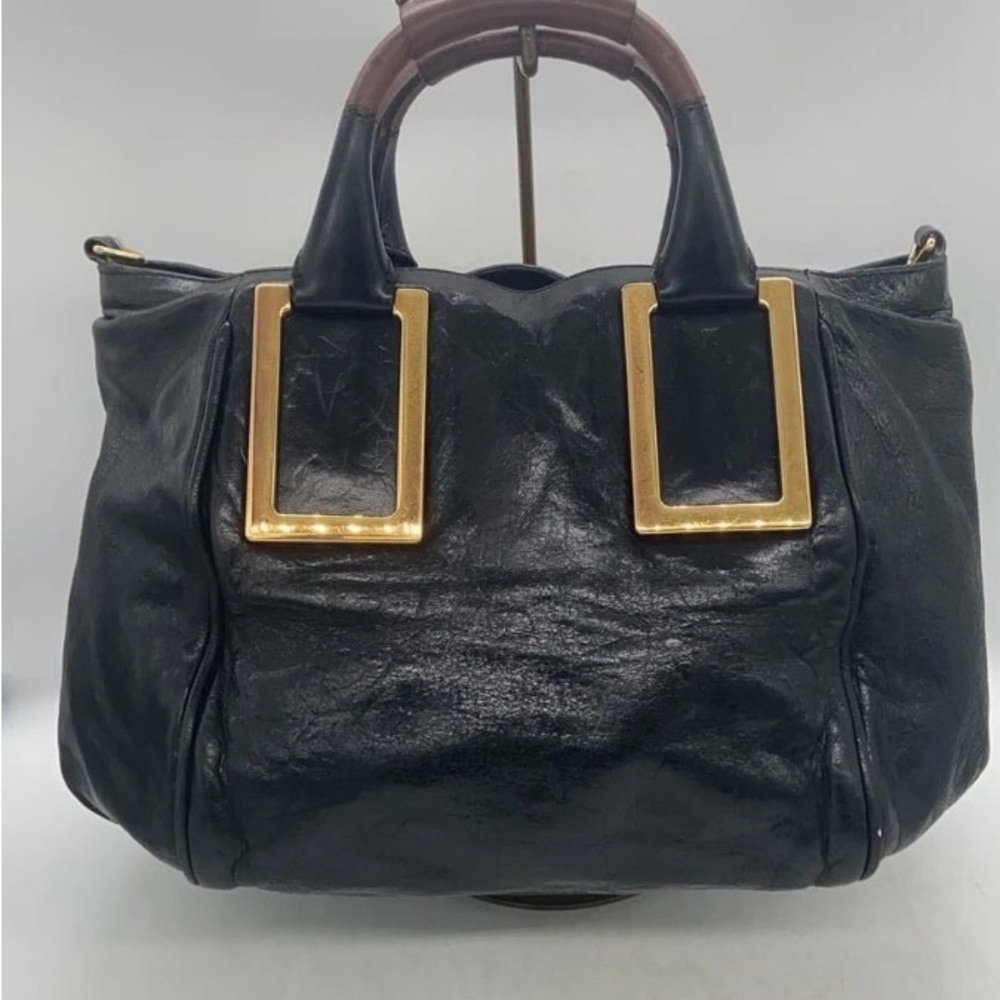 Chloe Ethel Black Leather with Gold Details 💯 Authentic